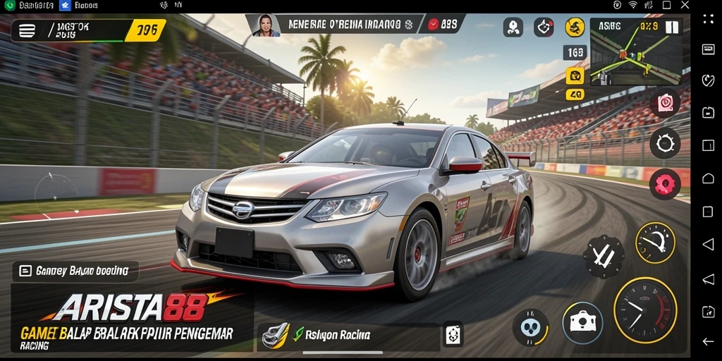 Tampilan gameplay ARISTA88 yang mendebarkan dalam balapan.