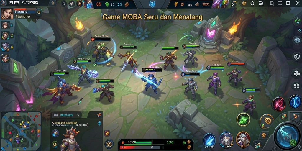 Gameplay intens FILTER303 dalam pertempuran MOBA.