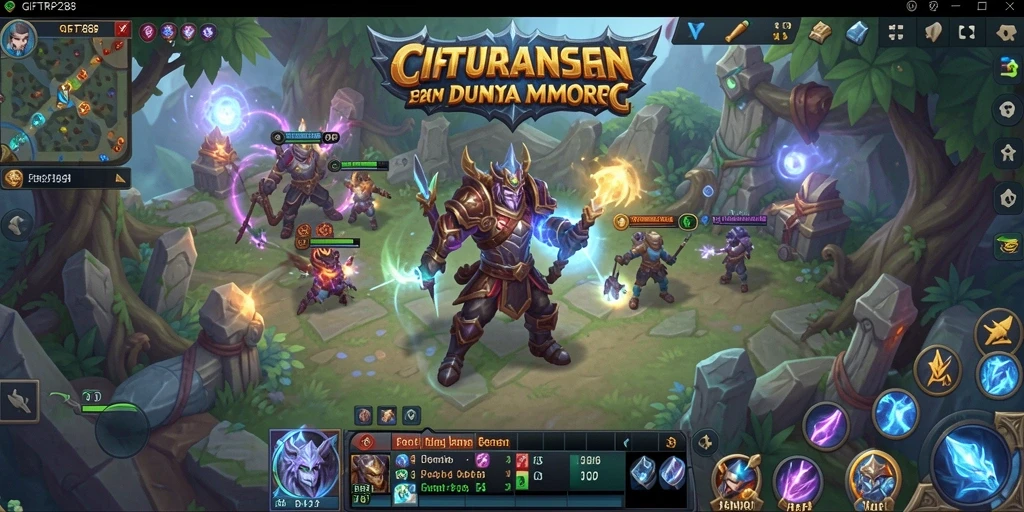 Screenshot gameplay menampilkan pertarungan seru di dunia MMORPG.