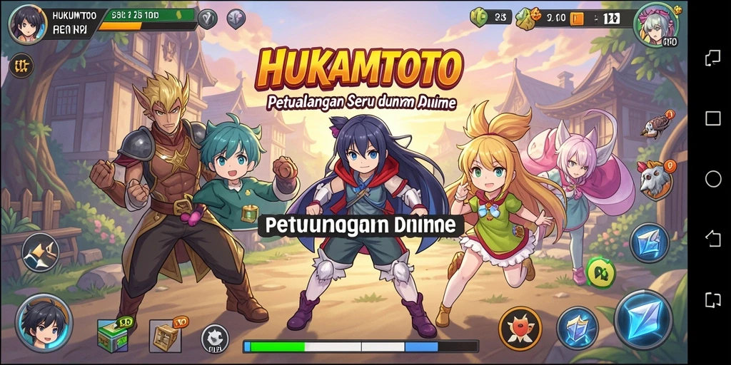 Tampilan gameplay menarik dari HUKUMTOTO menampilkan karakter Anime yang ikonik.