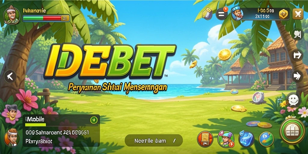 Tampilan gameplay IDEBET yang ceria dan penuh warna.
