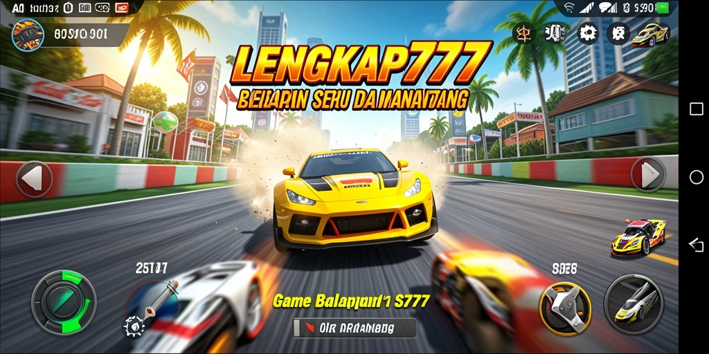 Tampilan gameplay balapan yang intens dan menegangkan dari LENGKAP777.