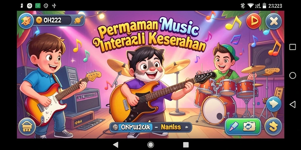 Tampilan gameplay seru dari OH222 yang penuh musik.