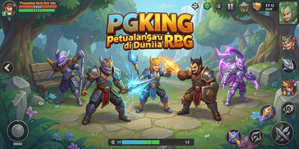 Tangkapan layar PGKING menampilkan pertarungan epik di dunia RPG yang menakjubkan.
