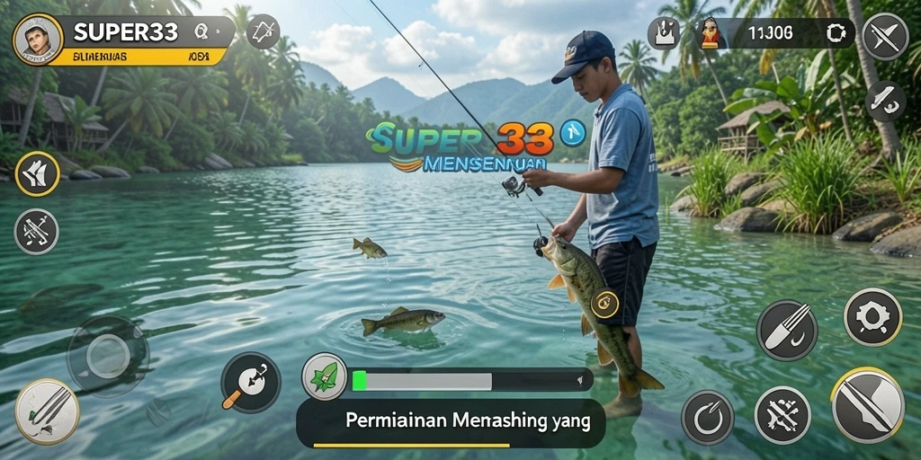 Tangkapan utama dalam gameplay SUPER33 yang menampilkan suasana memancing.
