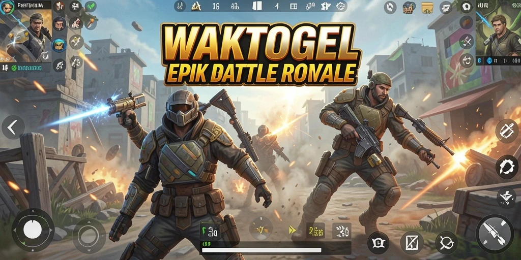 Tangkapan layar gameplay WAKTOGEL, menunjukkan aksi seru dalam Battle Royale.