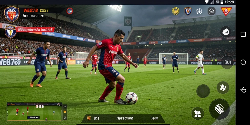 Tampilan gameplay seru di lapangan sepak bola.